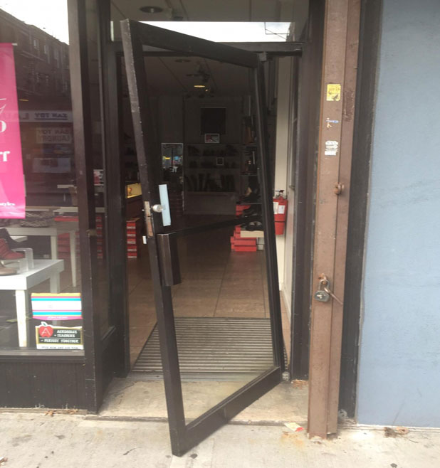 Broken storefront Door repair New York New York